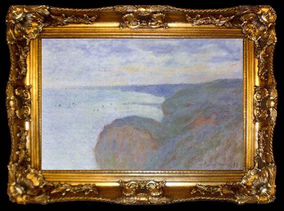 framed  Claude Monet On the Cliff near Dieppe,Overcast Skies, ta009-2